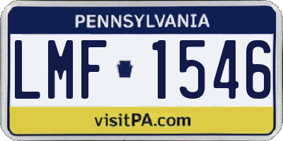 PA license plate LMF1546