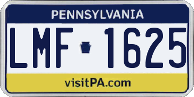 PA license plate LMF1625