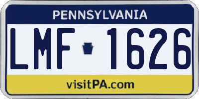 PA license plate LMF1626