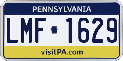 PA license plate LMF1629