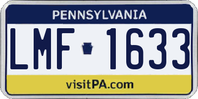 PA license plate LMF1633