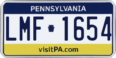 PA license plate LMF1654