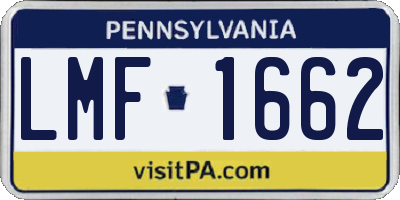 PA license plate LMF1662