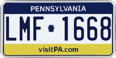 PA license plate LMF1668