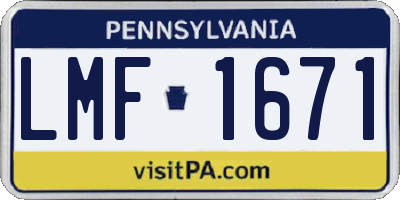 PA license plate LMF1671