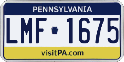PA license plate LMF1675