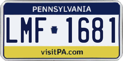 PA license plate LMF1681