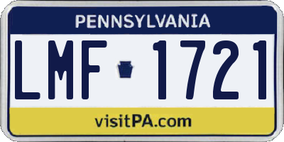 PA license plate LMF1721