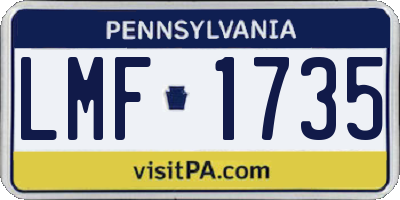 PA license plate LMF1735
