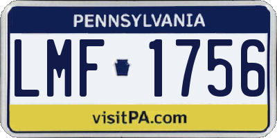 PA license plate LMF1756