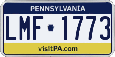 PA license plate LMF1773