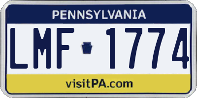 PA license plate LMF1774