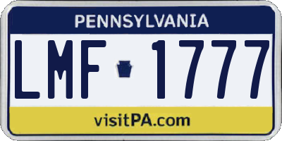 PA license plate LMF1777