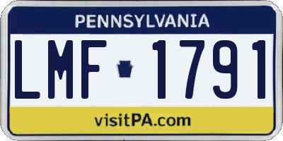 PA license plate LMF1791
