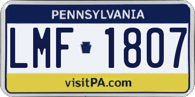 PA license plate LMF1807