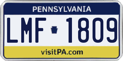 PA license plate LMF1809