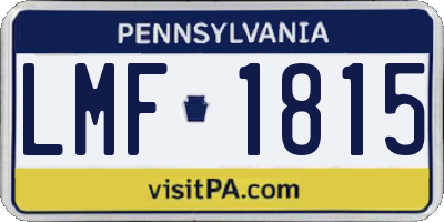 PA license plate LMF1815