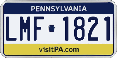 PA license plate LMF1821
