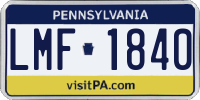 PA license plate LMF1840