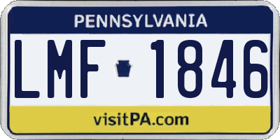 PA license plate LMF1846