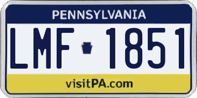 PA license plate LMF1851