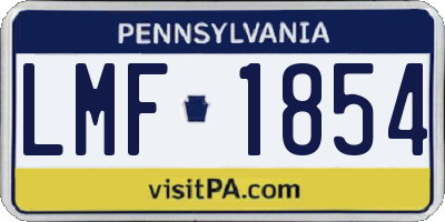 PA license plate LMF1854