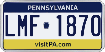 PA license plate LMF1870