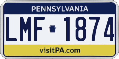 PA license plate LMF1874