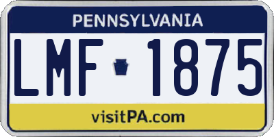 PA license plate LMF1875