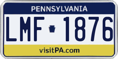 PA license plate LMF1876