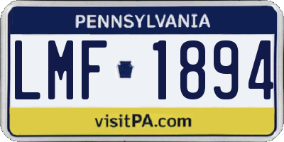PA license plate LMF1894