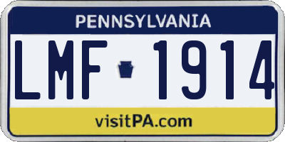 PA license plate LMF1914