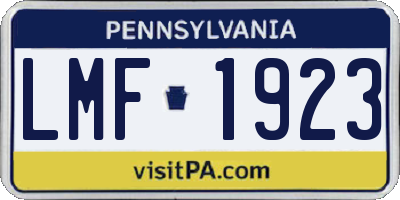 PA license plate LMF1923