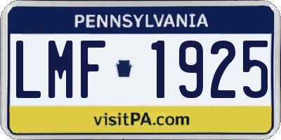 PA license plate LMF1925