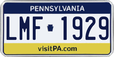 PA license plate LMF1929