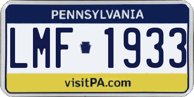 PA license plate LMF1933