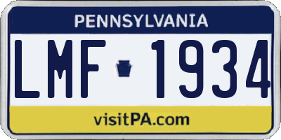 PA license plate LMF1934