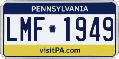 PA license plate LMF1949