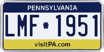 PA license plate LMF1951