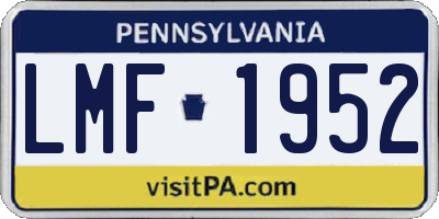 PA license plate LMF1952
