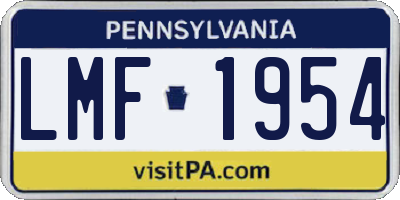 PA license plate LMF1954