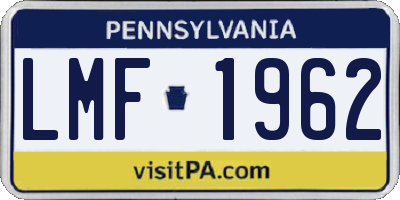 PA license plate LMF1962