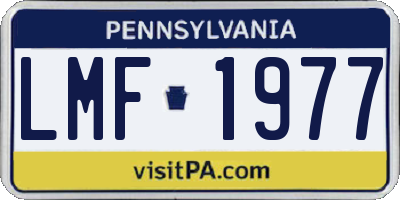 PA license plate LMF1977