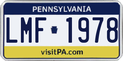 PA license plate LMF1978