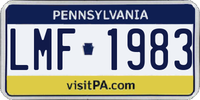 PA license plate LMF1983