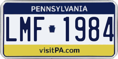 PA license plate LMF1984