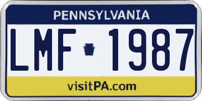 PA license plate LMF1987
