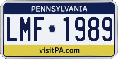 PA license plate LMF1989