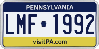 PA license plate LMF1992