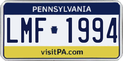 PA license plate LMF1994